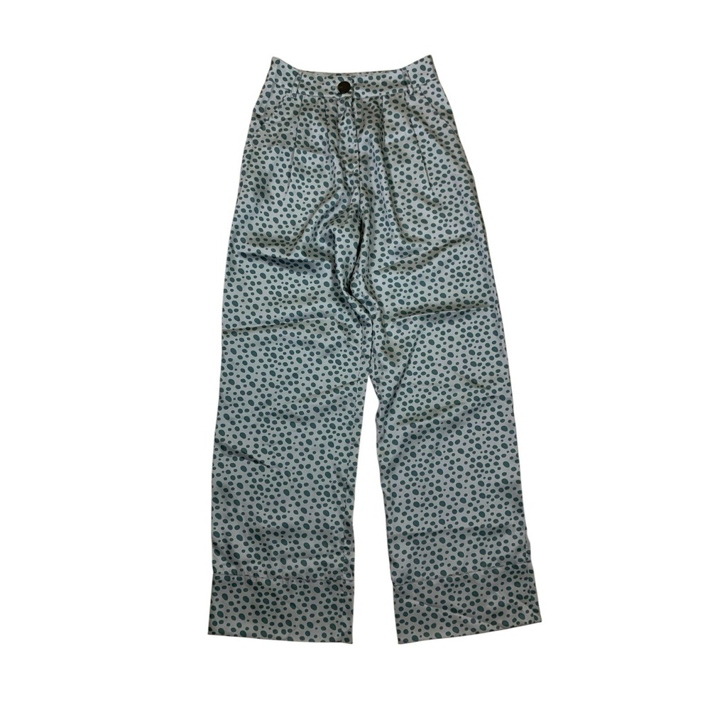 Amber Sakai Blue Polka Dot Wide Leg High Rise Retro Pants 6